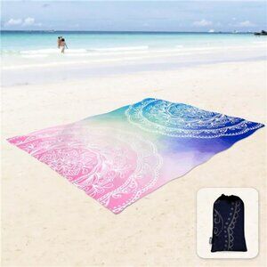 Silky Soft 85"x72" Boho Sand Proof Beach Blanket Mat with Corner Pockets